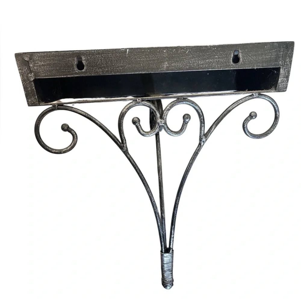 Ornate Stone and Wrought Iron Tan and Brown Wall Mount Sconce Shelf (1 of 2)